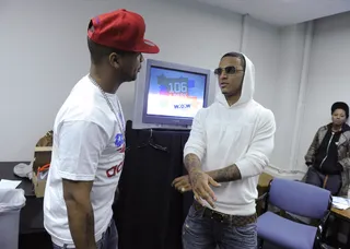 Harlem Meets Houston - Juelz Santana and Kirko Bangz in the green room at 106 &amp; Park, May 2, 2012.(Photo: John Ricard/BET)