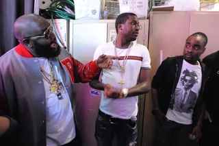 24. Meek Mill feat. Wale and Rick Ross, "Pandemonium" - MMG's starting three show off their unlikely but undeniable chemistry over a riotous&nbsp;Starsky &amp; Hutch–style beat on yet another Self Made Vol. 1 standout.(Photo: John Ricard/BET)
