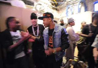 Ok Now - Terrence J greets Wale backstage at 106 &amp; Park, May 2, 2012. (Photo: John Ricard/BET)