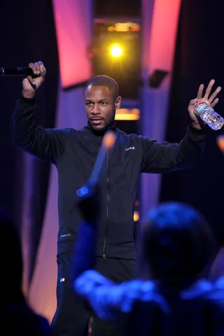 Are You Ready? - Tank takes the temperture of the room as he prepares to shine!  (Photo: Isaac Brekken/Getty Images for Centric)