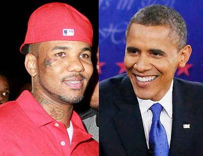 When Hip-Hop Meets Sandy - Rapper Game shelled out $10,000 to 500 displaced Hurricane Sandy victims to assist with transportation costs to get them to the polls. He said he didn't do it for Obama, but in the end, it probably benefited his victory.(Photos from left: Greg Tidwell, PacificCoastNews.com, AP Photo/Pool-Rick Wilking)