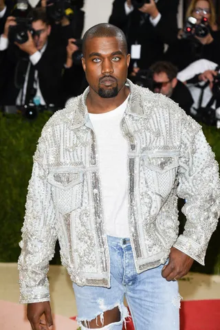 KANYE WEST&nbsp;&nbsp;&nbsp; - A true lover of fashion, Ye took his talents to Fendi one summer as an intern, ultimately creating his own line in 2015 with Yeezy Season 1. Earlier this year, we saw him provide a different take on denim by rocking an embellished, silver denim jacket with ripped denim jeans, making us all look and stare.  (Photo: George Pimentel/WireImage)&nbsp;