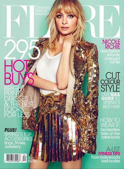 Nicole Richie on Flare  - Designer Nicole Richie shows off her own personal style on the cover of Flare magazine's April issue and reveals she’s more than a fashionista. Inside, she talks about Hollywood role models and balancing work with family. (Photo: Flare Magazine)