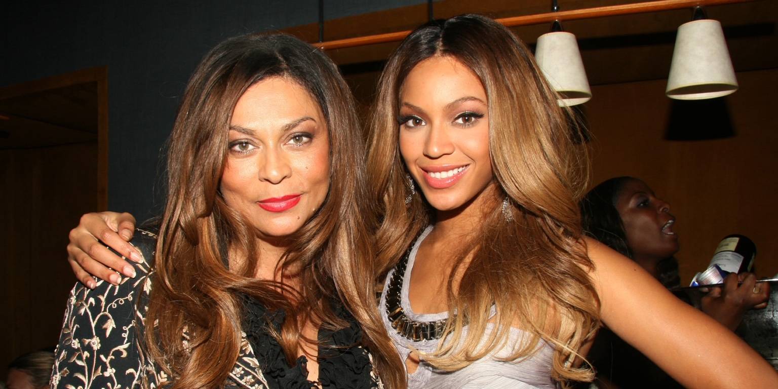 Tina Knowles-Lawson and Beyoncé on BET Buzz 2021.