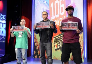The Winner Is Announced - Freestyle Friday Judge Termanology, Ian Holder and Master Ace decide in favor of challenger Capili at 106 &amp; Park, September 14, 2012. (Photo: John Ricard / BET).