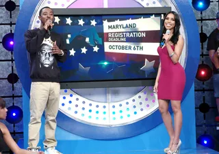 Jazzy and Shorty Da Prince - Jazzy and Shorty Da Prince remind viewers that the last day to register to vote in Maryland is October 6, at 106 &amp; Park, September 14, 2012. (Photo: John Ricard / BET).