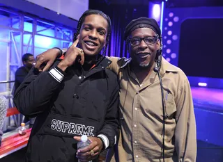 Look A Like - ASAP Rocky with Camera Manager Kevin, whom Mike Epps says looks like what ASAP Rocky will look like in the future at 106 &amp; Park, September 12, 2012. (Photo: John Ricard / BET)