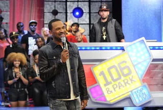 Funny - Mike Epps shouts out DJ Drama for his nomination at the BET Hip Hop Awards Nominations announcements at 106 &amp; Park, September 12, 2012. (Photo: John Ricard / BET)