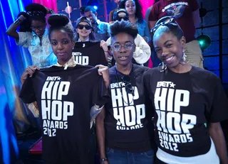 Gotcha - Fans at the BET Hip Hop Awards Nominations announcements at 106 &amp; Park, September 12, 2012. (Photo: John Ricard / BET)