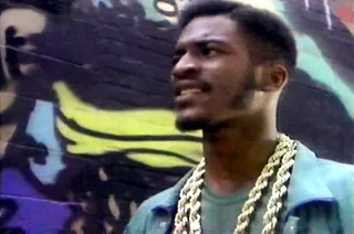 "I Ain't No Joke" - Over Eric B.'s scratch of the J.B.'s "Pass the Peas," Ra boldly establishes his no-nonsense demeanor. The song's video is prophetic, introducing the hip hop nation to Public Enemy's Flavor Flav before P.E. blows up.&nbsp;  (Photo: Island Def Jam Records)