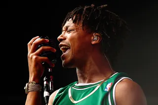 Lupe Fiasco - Lupe Fiasco's "Around My Way (Freedom Ain't Free)" and "B---h Bad" are nominated for Impact Track; both songs feature make-you-think bars tackling controversial subjects that are what the brand-new category is all about.  (Photo: Brendon Thorne/Getty Images)