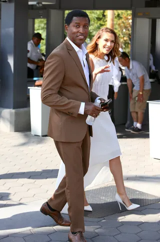 New Shoes - Babyface and and his Dancing With the Stars partner&nbsp;Allison Holker&nbsp;were spotted at Universal Studios where they were interviewed by Tracey Edmonds&nbsp;in Los Angeles.&nbsp;(Photo: Michael Wright/WENN.com)
