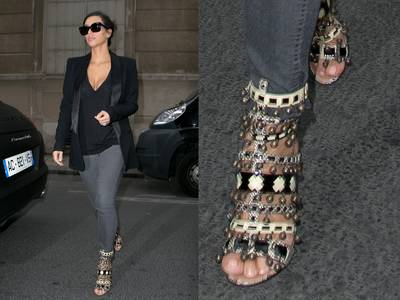 Kim Kardashian  - Bling, bling is right when it comes to Kim?s jewel-encrusted stunners. The soon-to-be Mrs. West took them out for a spin this week in Paris. We?ve got two words for her: oui, oui!   (Photos: Marc Piasecki/GC Images)
