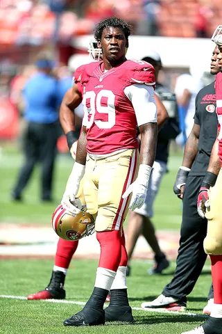 49ers Aldon Smith Arrested for Saying He Had Bomb at LAX - Using the word &quot;bomb&quot; in an airport is never a bright idea. Los Angeles police arrested San Francisco 49ers linebacker/defensive end Aldon Smith on false bomb charges at the Los Angeles International Airport on Sunday after he was reportedly yelling “bomb.”&nbsp;(Photo: Jed Jacobsohn/Getty Images)