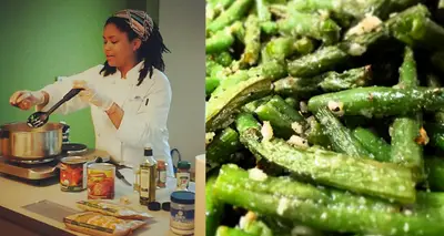 Chef Asata - Also called the Life Chef, Chef Asata can throw down in the kitchen, but with healthy ingredients that are good for the heart and the soul. She can turn “boring” veggies into a tasty masterpiece. Just look at these garlicky roasted green beans.&nbsp;   (Photo: Chef Asata via Instagram)