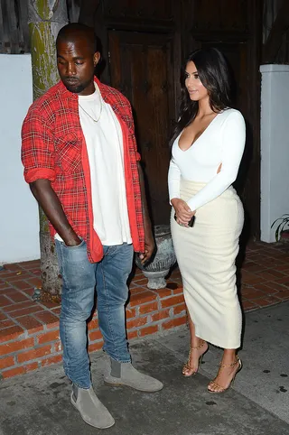B.A.E. - Kim Kardashian and Kanye West enjoy a night out at The Little Door restaurant in West Hollywood.(Photo: All Access Photo/Splash News)