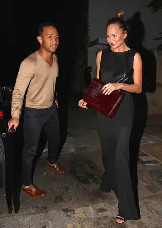 Date Night - John Legend and wife Chrissy Teigen leave Spago restaurant after having a dinner date in Beverly Hills. (Photo: Devone Byrd, PacificCoastNews)