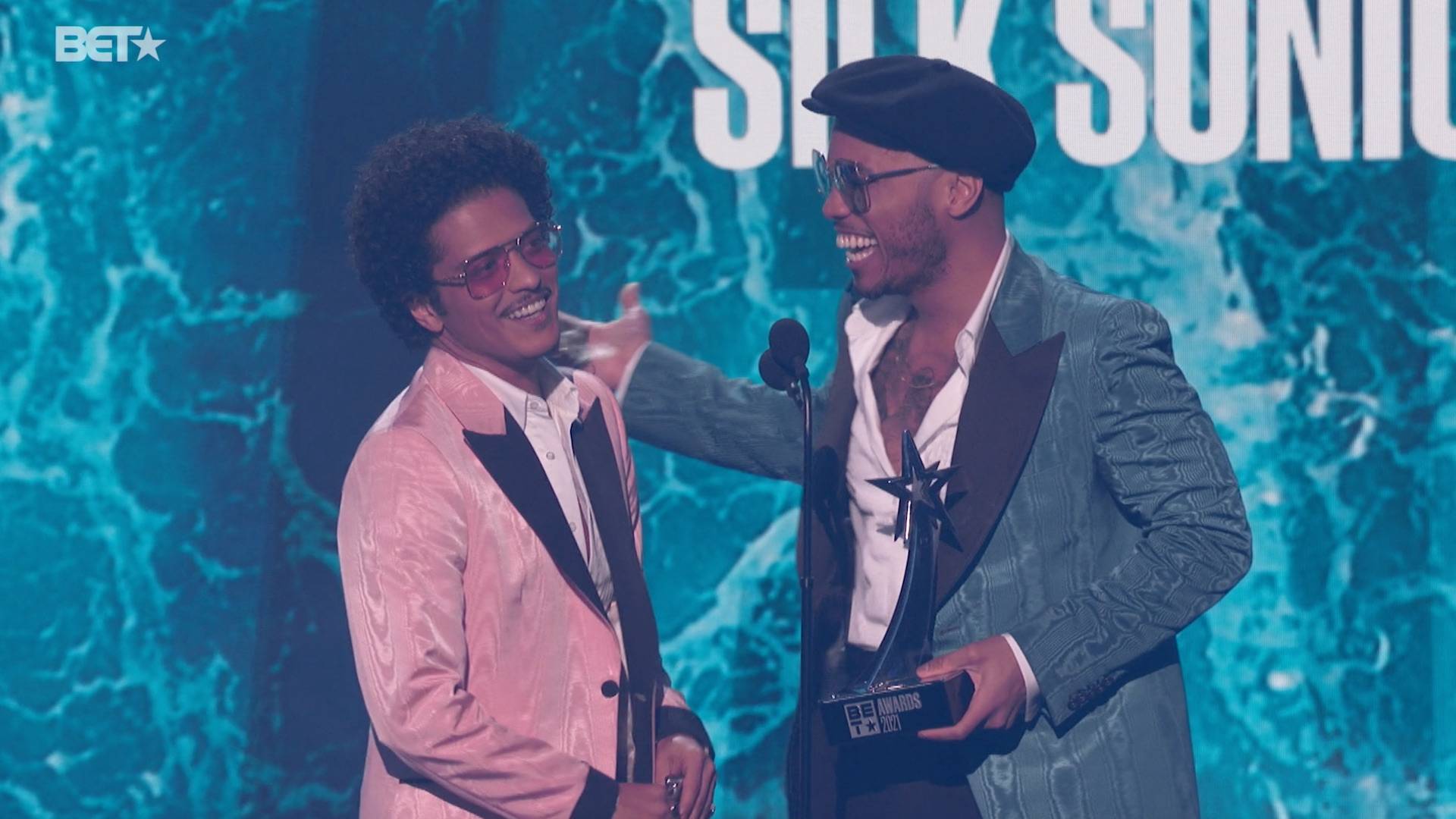 Bruno Mars and Anderson .Paak of Silk Sonic win the award for Best Group at the BET Awards 2021.