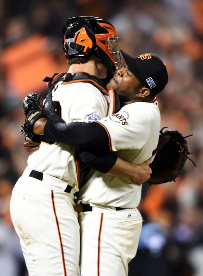 Giants Eliminate Nationals From NLDS - Joe Panik scored the go-ahead run in the seventh inning off a wild pitch to help lead the&nbsp;San Francisco Giants to a 3-2 victory over the Washington Nationals in Game 4 of their National League Division Series on Tuesday night. With the win, the Giants advance to the National League Championship Series.&nbsp;(Photo: Thearon W. Henderson/Getty Images)