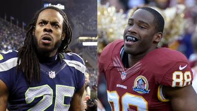 Richard Sherman Says Pierre Garcon &quot;Doesn't Matter&quot; in NFL - Richard Sherman doesn't have the highest opinion of Pierre Garcon. Fresh off the Seattle Seahawks scoring a Monday Night Football victory over the Washington Redskins, Sherman told reporters that the wide receiver &quot;doesn't matter in this league.&quot; Sherman reportedly took offense to the Redskins wideout yanking his hair in the game and possibly talking trash while doing it.(Photos from left: Otto Greule Jr/Getty Images, Jonathan Newton / The Washington Post)&nbsp;
