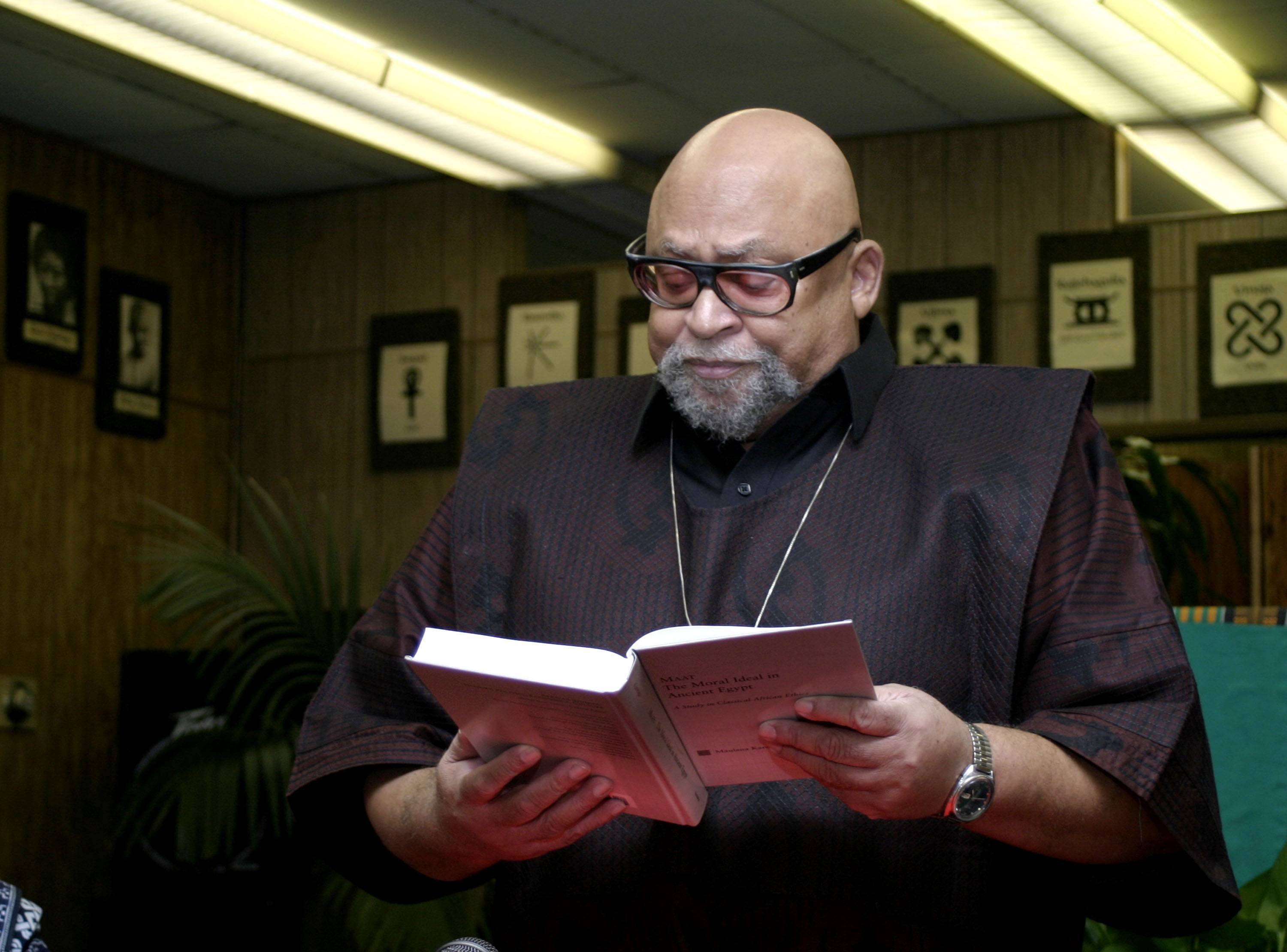 Dr. Maulana Karenga during Dr. Maulana Karenga Booksigning "Maat The Moral Ideal In Ancient Egypt" at African American Cultural Center (Us) in Los Angeles, California, United States. (Photo by Malcolm Ali/WireImage)