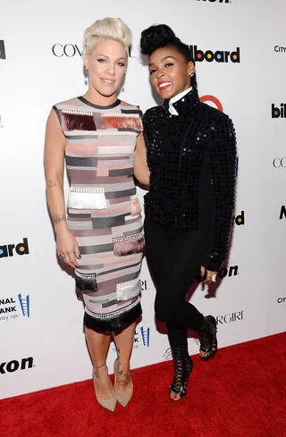 Baddies - Singer-songwriters Pink and Janelle Monáe attend Billboard's annual Women in Music event at Capitale in New York City. (Photo: Larry Busacca/Getty Images)