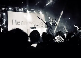 Nas  - The prolific MC keeps party goers hype during his performance at the Pulse Art Fair.  (Photo: Nas via Instagram)