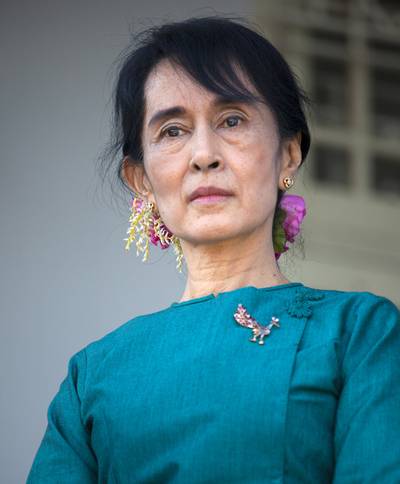 Myanmar Pro-Democracy Leader Aung San Suu Kyi - &quot;I would like to express my extreme grief at the passing away of the man who stood for human rights and for equality in this world,&quot; she said. &quot;He also made us understand that we can change the world.&quot;&nbsp;(Photo: Paula Bronstein/Getty Images)