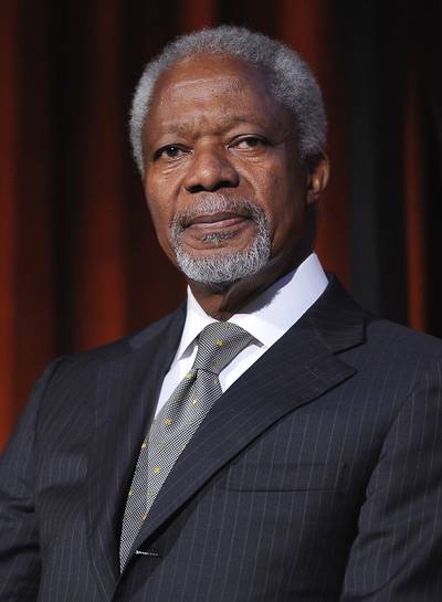 Former U.N. Secretary General Kofi Annan - &quot;God was so good to us in South Africa by giving us Nelson&nbsp;Mandela&nbsp;to be our president at a crucial moment in our history,&quot; Tutu said. &quot;He inspired us to walk the path of forgiveness and reconciliation and so South Africa did not go up in flames.&quot;&nbsp;(Photo: Michael Loccisano/Getty Images)