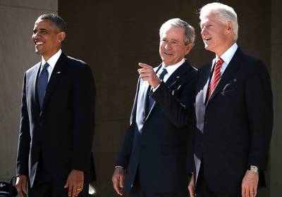 President Obama - U.S. President Obama and First Lady Michelle Obama as well as former presidents George W. Bush, Bill Clinton and Jimmy Carter.(Photo: Alex Wong/Getty Images)
