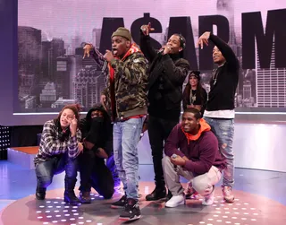 Going Hard - A$AP Mob reppin' hard on 106. (Photo: Bennett Raglin / Getty Images for BET)