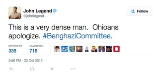 Longest Read in History - Even John sympathizes with Democratic nominee Hillary Clinton.&nbsp;(Photo: John Legend via Twitter)