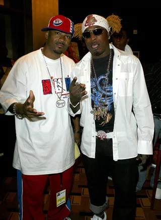 Meeting of the Minds - Big Tigger and Elephant Man get buddy buddy in the gift lounge at the 2004 BET Music Awards. (Photo: Frazer Harrison/Getty Images)