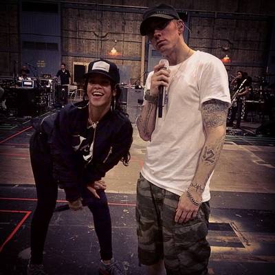 Eminem, @eminem - We're sure that Eminem's rehearsals never looked this good. He joined forces with Rihanna for their Monster Tour, which opened in Cali on Thursday (Aug. 7).  (Photo: Eminem via Instagram)