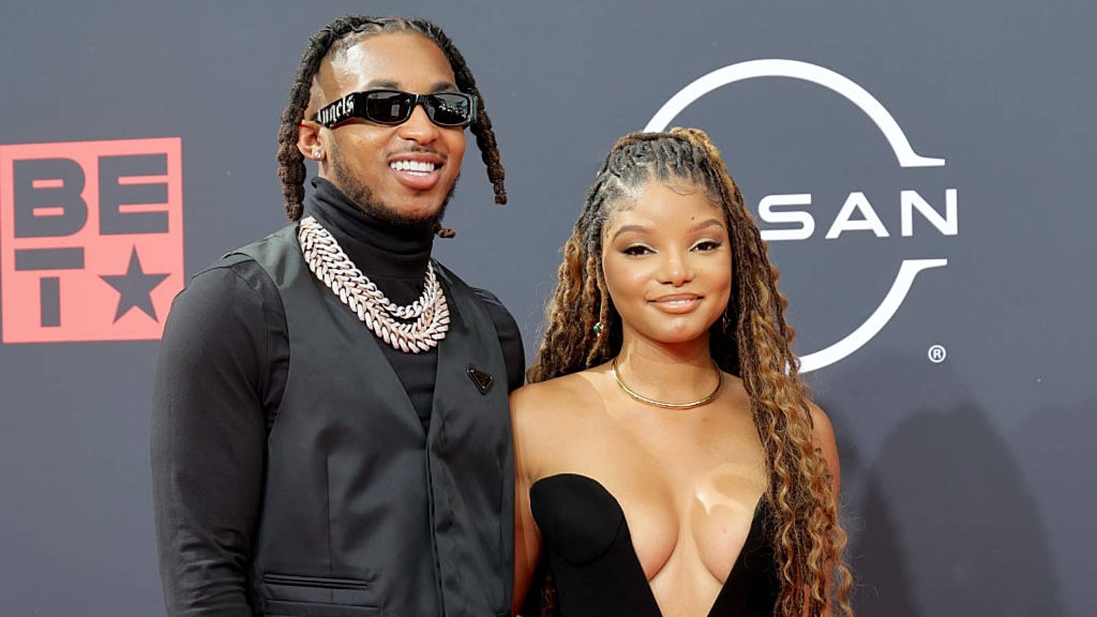 DDG and Halle Bailey attend the 2022 BET Awards at Microsoft Theater on June 26, 2022 in Los Angeles, California.  