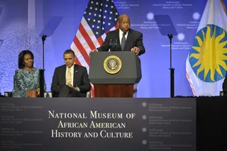 Opening Of&nbsp;Smithsonian National Museum of African American History and Culture - Rep. John Lewis delivers remarks during opening ceremony of the Smithsonian National Museum of African American History and Culture in Washington, D.C. on February 22, 2012.