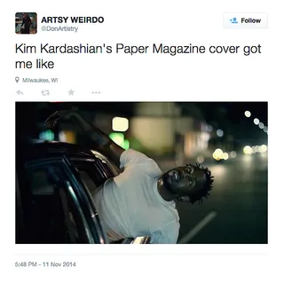 ARTSY WEIRDO, @DonArtistry - Who would've thought a K. Dot photo would describe a Kim Kardashian image so well?(Photo: Artsy Weirdo via Twitter)