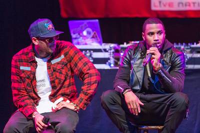 Ladies Love Trey and Breezy - Chris Brown and Trey Songz answer questions from the excited crowd at the Between the Sheets press conference at House of Blues in West Hollywood, where they announced their national tour together.(Photo: Paul A. Hebert/Press Line Photos/Splash News)&nbsp;