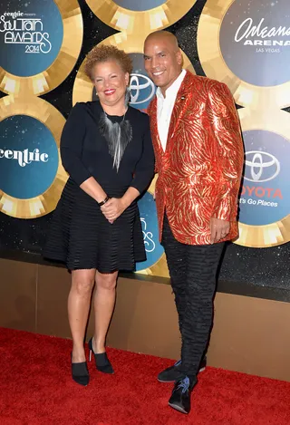 Debra Lee and Paxton Baker - Chairman and CEO of BET Debra Lee (L) and Executive Vice President and General Manager of Centric Paxton Baker stunt together. (Photo: Earl Gibson/BET/Getty Images for BET)