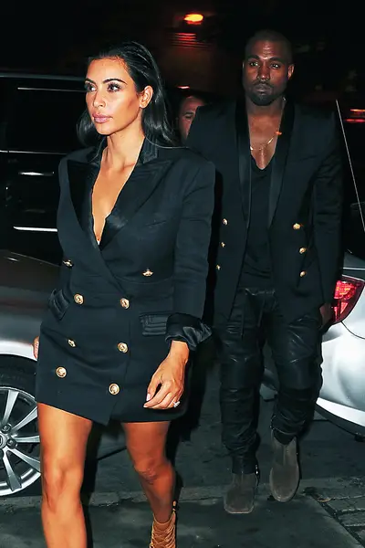 True Love - Kim Kardashian and Kanye West&nbsp;wear coordinating ensembles as they head home to their New York City apartment after enjoying a night out on the town.(Photo: Sharpshooter Images/Splash News)