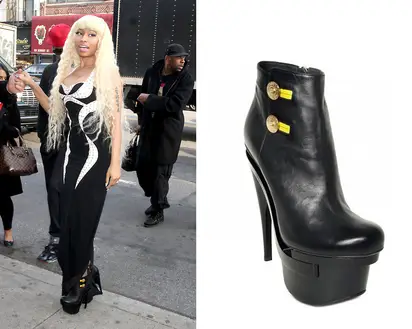 Nicki Minaj: Versace Top, Thigh-High Boots