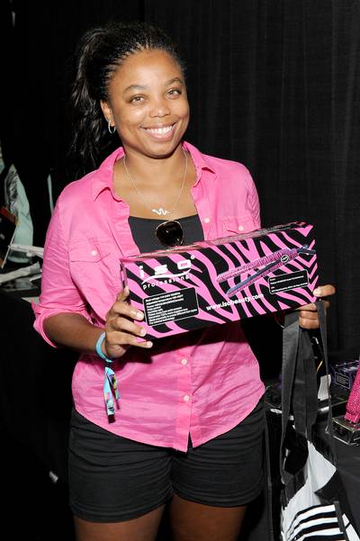 Pretty and Pink - ESPN&nbsp;First Take&nbsp;host&nbsp;Jemele Hill&nbsp;made her rounds from Genius Talks to the gifting suite as she matched her outfit to her Black and pink Iso flat iron. (Photo: Angela Weiss/BET/Getty Images for BET)