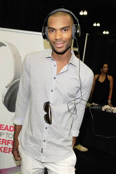 Hollywood Newcomer - A cool Chris Brew, who will co-star in BET's new show The Start Up,&nbsp;hits the scene to get a sample of the sound from the Flips headphones. (Photo: Amy Graves/BET/Getty Images for BET)
