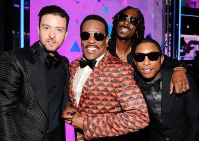 Charlie's Angels - Charlie Wilson was joined on stage by Justin Timberlake, Pharrell and Snoop Dogg.(Photo:&nbsp; Kevin Mazur/BET/Getty Images for BET)
