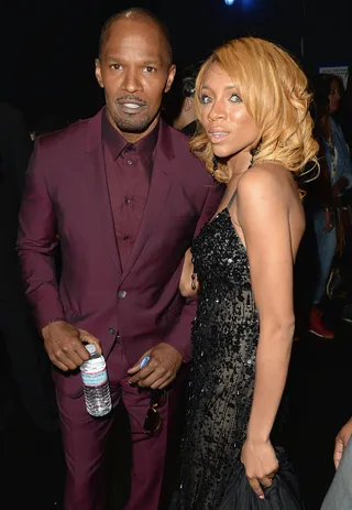 Foxxy Mama - Looks like we're interrupting a conversation between Best Actor winner Jamie Foxx and rapper Lil Mama.  (Photo:&nbsp; Jason Merritt/BET/Getty Images for BET)