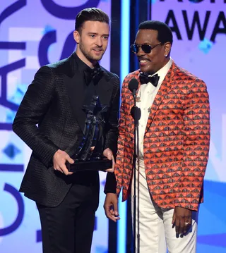 Cadillac Lifetime Achievement Award - Justin Timberlake presents the legendary Charlie Wilson with the Cadillac Lifetime Achievement Award. (Photo: Mark Davis/Getty Images for BET)