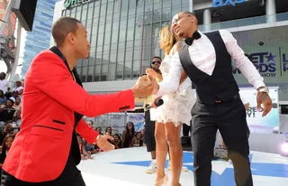 Full Circle  - Former 106 &amp; Park host Terrence Jenkins greets Bow Wow during the pre-show, showing that he has truly come full circle and that hard work always pays off.  (Photo: John Ricard/Getty Images for BET)