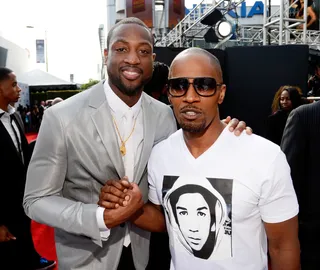 Brothers - NBA Champion Dwyane Wade and actor Jamie Foxx show love on the Ford Red Carpet at the 2013 BET Awards at Nokia Theatre L.A. Live in Los Angeles.&nbsp;  (Photo: Kevin Mazur/BET/Getty Images for BET)