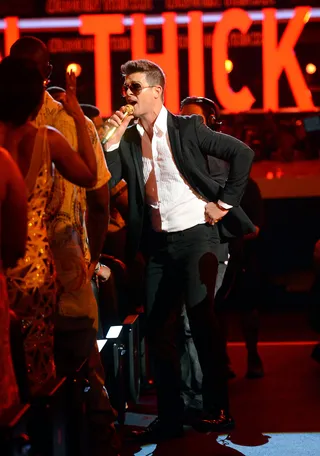 #Thicke - It was like old school block party when Robin Thicke performed his worldwide number-one hit “Blurred Lines.” (Photo: Jason Merritt/Getty Images for BET)