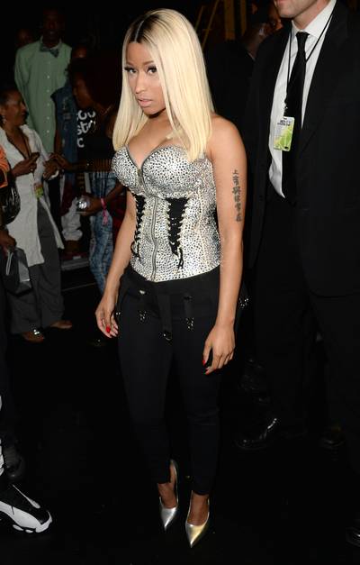 Say What? - We caught some side-eye from Nicki Minaj backstage.  (Photo:&nbsp; Jason Merritt/BET/Getty Images for BET)
